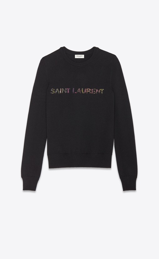 Wool sweater with Saint Laurent embroidery